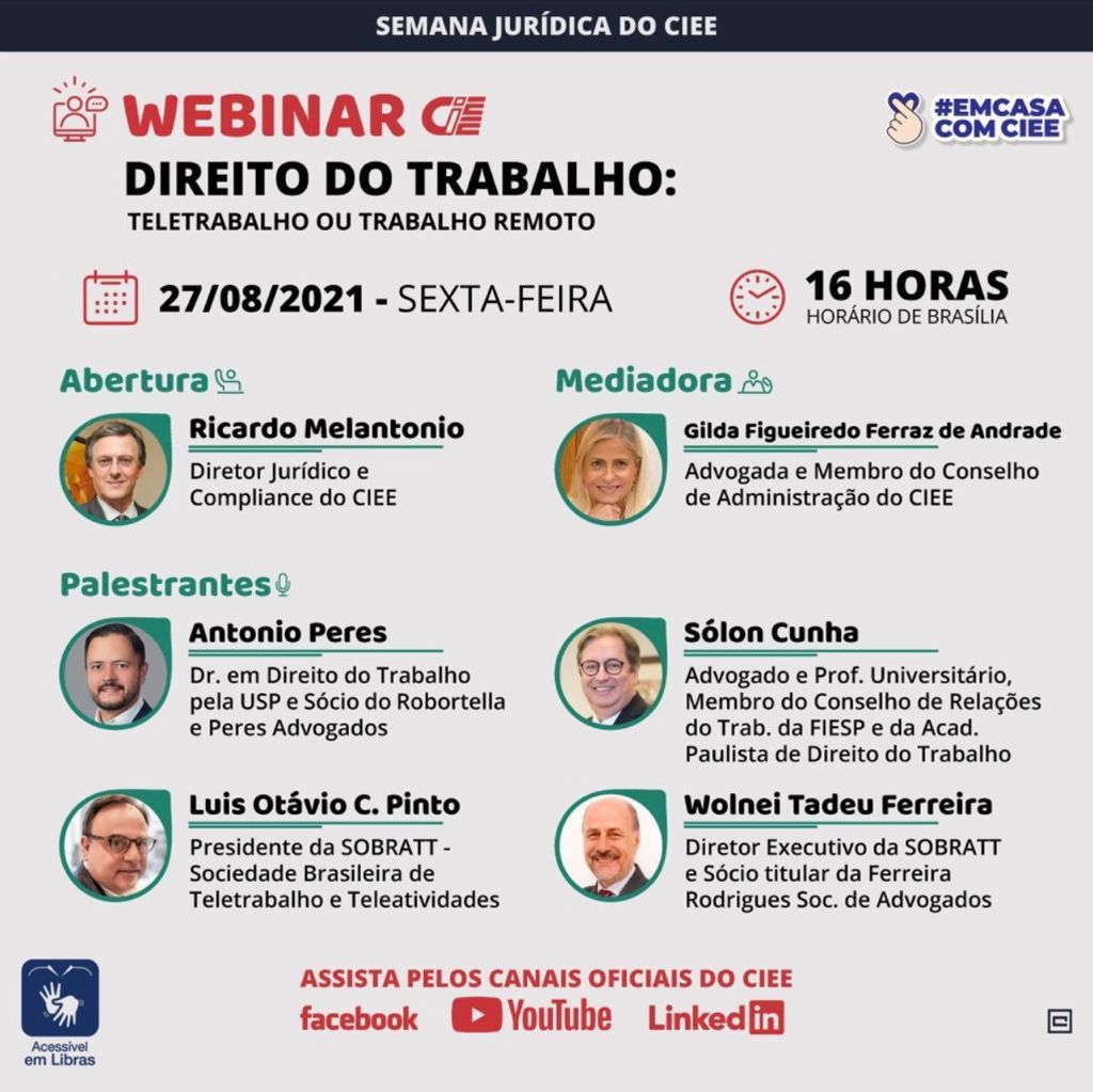 Webinar direito do trabalho: teletrabalho ou trabalho remoto.